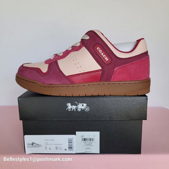COACH Low Top Leather and Suede Sneakers C201- Pink color- Women’s US Size 9B - Picture 16 of 16